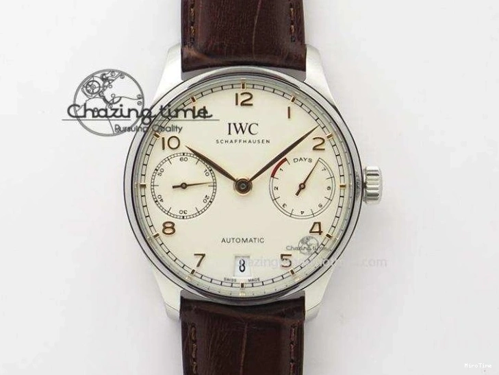 MIROTIME 0516 Efficient Portuguese Tourbillon IW5463 SS ZF Best Edition White Dial on Black Leather Strap 7170